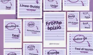 Appunti visivi su come preparare le tesi di laurea online, con parole chiave come "struttura", "stili" e "formattazione".