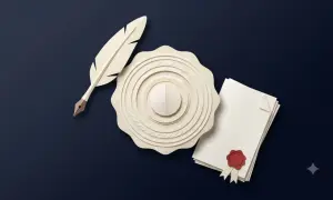 Piuma, sigillo e documenti: simboli di un percorso che porta a capire a che età si diventa notaio.