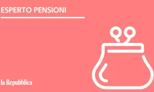 Esperto pensioni: un'icona di borsellino bianco su sfondo rosa, simbolo di gestione finanziaria per il lavoro per pensionati.