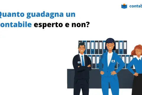 Tre contabili sorridenti in ufficio, con cartelle sullo sfondo. Scopri quanto guadagna un commercialista esperto e non.
