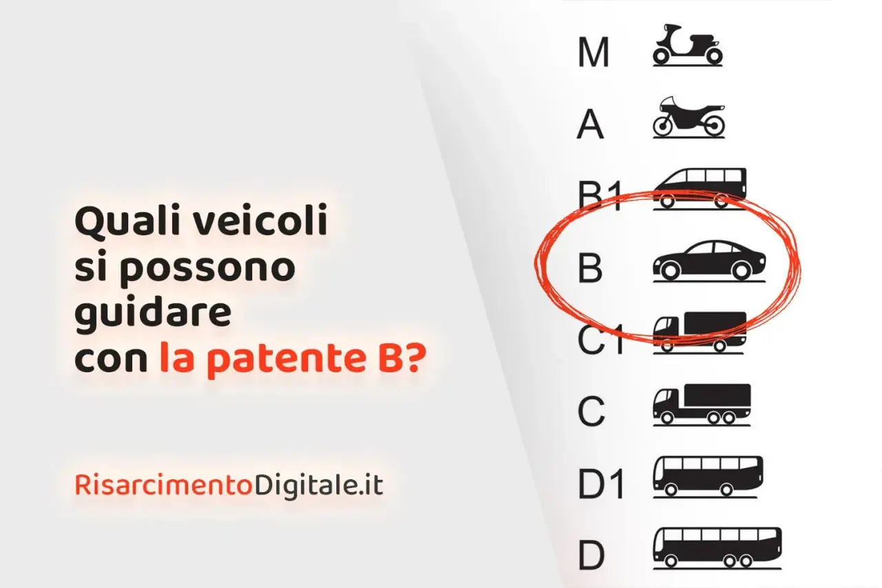 Quali veicoli si possono guidare con la patente B? L'immagine mostra un'auto cerchiata, simbolo della categoria B per un autista.