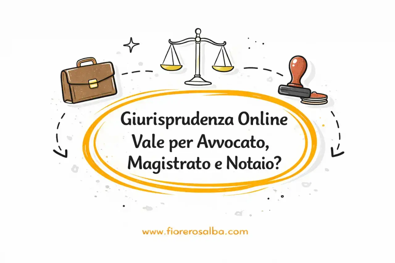 Valigetta, bilancia e timbro per avvocato. "Giurisprudenza Online Vale per Avvocato, Magistrato e Notaio?" - un'offerta di lavoro per professionisti legali.