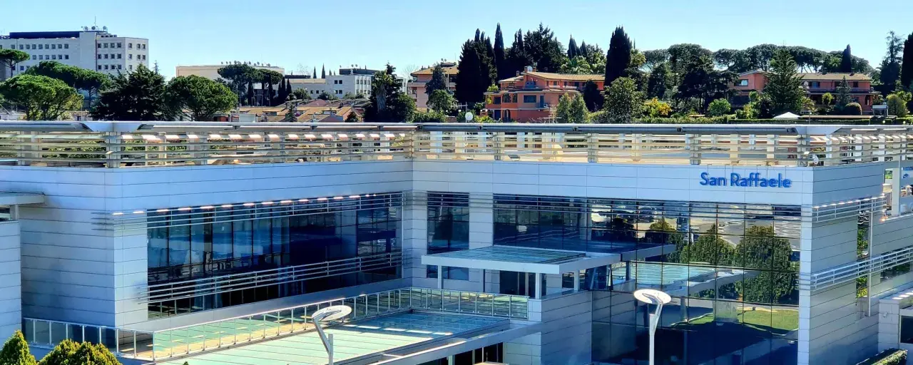 Edificio moderno con scritta "San Raffaele". Informazioni sul università san raffaele costo e sulla struttura.