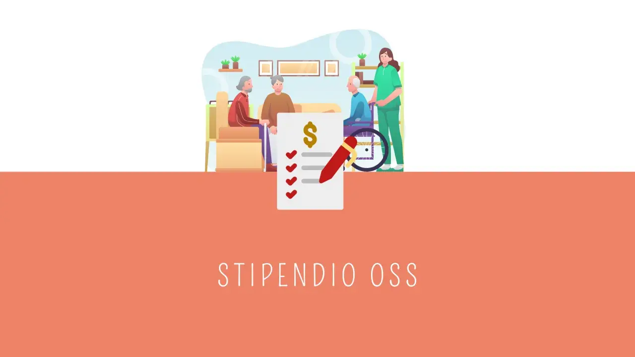 Un foglio con un dollaro e una penna, accanto a un'infermiera che assiste anziani. Scopri quanto guadagna un OSS in ospedale.
