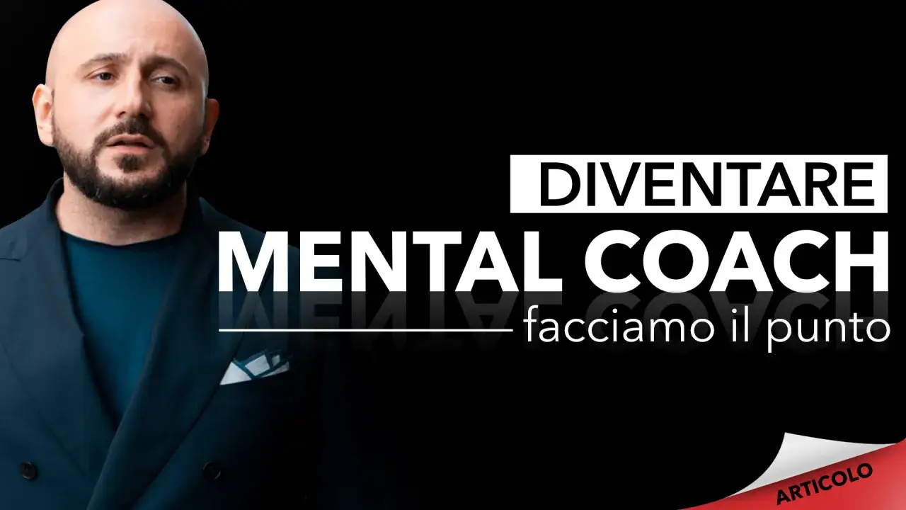 Uomo con barba, giacca blu e testo