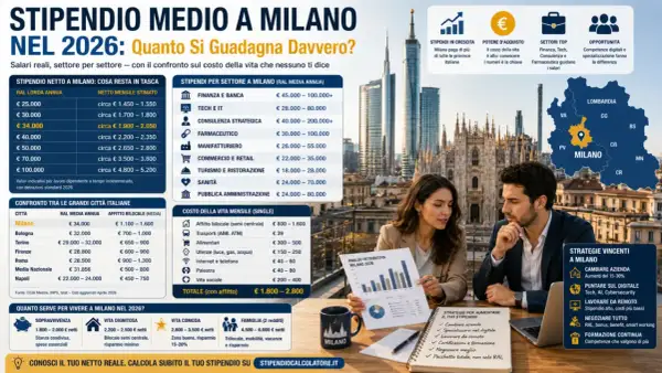 Milano 2026: stipendi medi, costo vita e strategie per aumentare il tuo reddito. Ottimi spunti per l'assistenza clienti.