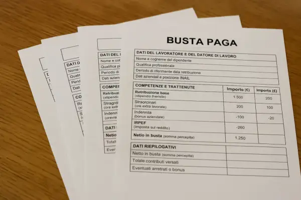 Busta paga con dettagli stipendio estetista 3 livello 40 ore. Retribuzione base, straordinari, indennità e IRPEF.