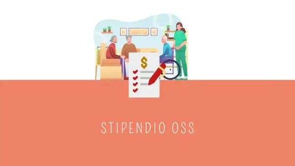 Un foglio con un dollaro e una penna, accanto a un'infermiera che assiste anziani. Scopri quanto guadagna un OSS in ospedale.